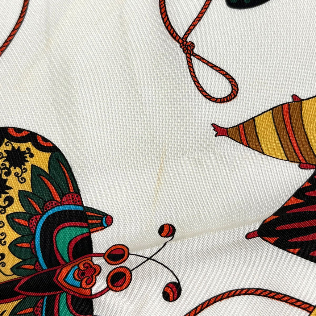 Hermes Carre 90 Soies Volantes Silk Scarf Red Navy Multicolor — view 5