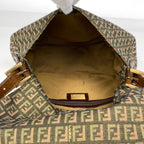 Fendi Zucchino Pattern Shoulder Bag Mamma Baguette Canvas Green Brown — view 9