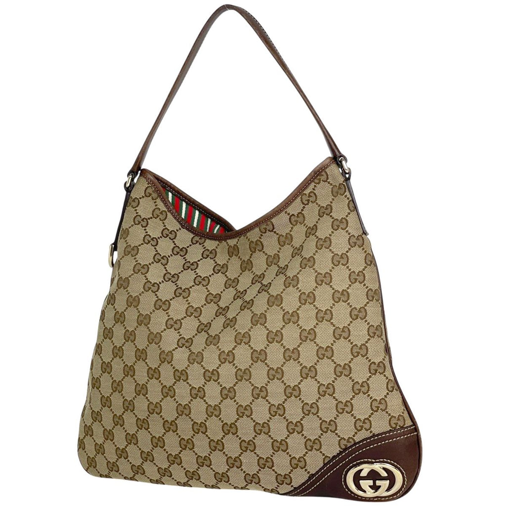 Gucci GG Pattern Shoulder Bag Canvas Beige Brown
