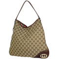Gucci GG Pattern Shoulder Bag Canvas Beige Brown