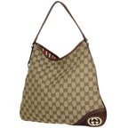 Gucci GG Pattern Shoulder Bag Canvas Beige Brown