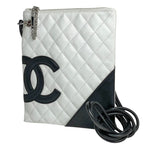 Chanel Cambon Line Shoulder Bag CC Logo Leather White