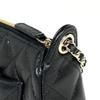 Chanel CC Logo Chain Shoulder Bag Quilted Caviar Leather Black — view 4