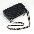 Chanel CC Logo Chain Shoulder Bag Quilted Caviar Leather Black — view 5
