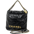 Chanel 22 Mini 2-Way Shoulder Bag Leather Black