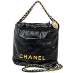 Chanel 22 Mini 2-Way Shoulder Bag Leather Black