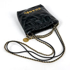 Chanel 22 Mini 2-Way Shoulder Bag Leather Black — view 4