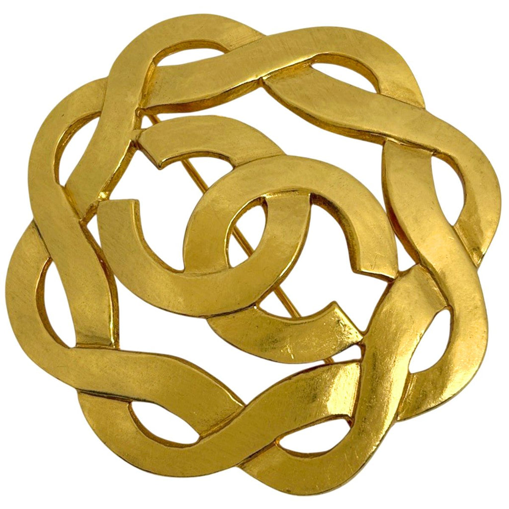 Chanel CC Logo Brooch Gold Plated