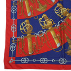 Hermes Carre 90 Cliquetis Silk Scarf Red Navy Gold — view 2