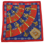 Hermes Carre 90 Cliquetis Silk Scarf Red Navy Gold