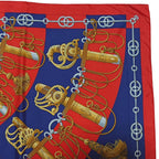Hermes Carre 90 Cliquetis Silk Scarf Red Navy Gold — view 5