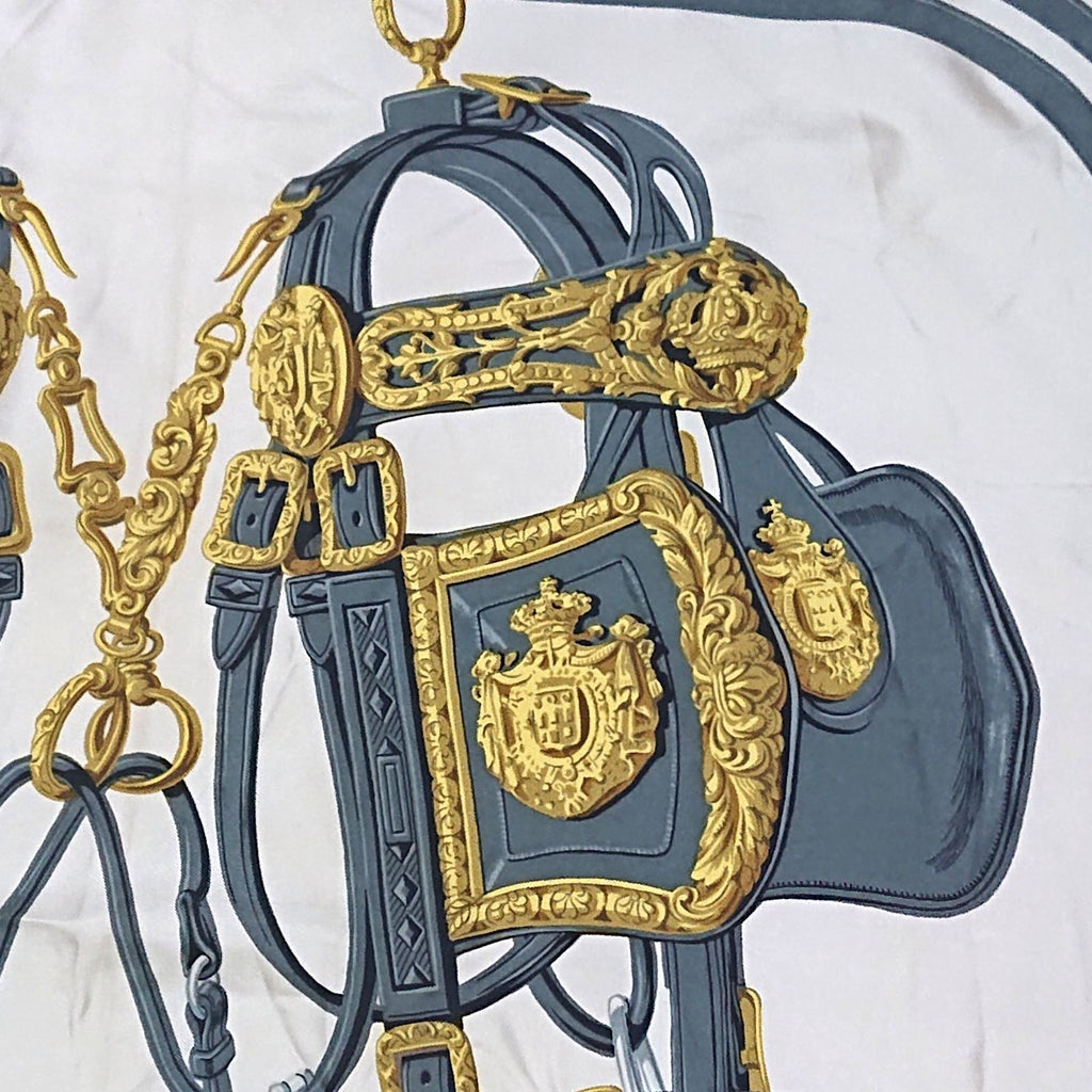Hermes Carre 90 Brides de Gala Silk Scarf Blue — view 9