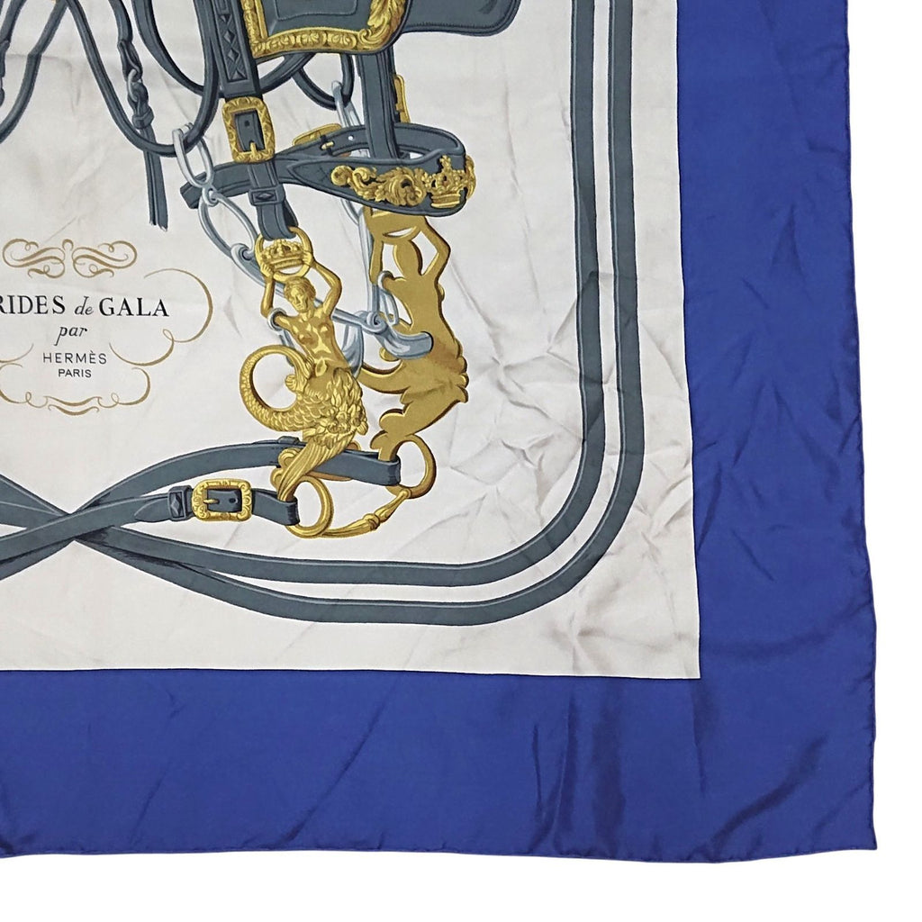 Hermes Carre 90 Brides de Gala Silk Scarf Blue — view 3
