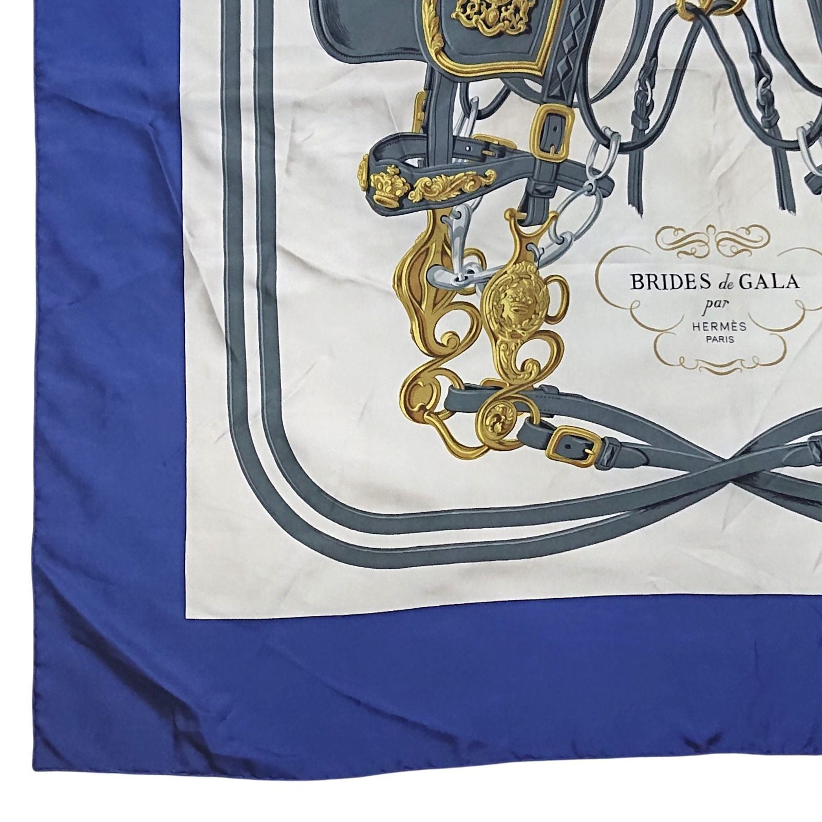 Hermes Carre 90 Brides de Gala Silk Scarf Blue — view 2