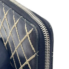 Chanel Wild Stitch Zip Around Lambskin Black Wallet Silver — view 6