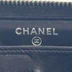 Chanel Wild Stitch Zip Around Lambskin Black Wallet Silver — view 4