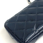 Chanel Quilted CC Logo Enamel Leather Black Pouch Silver — view 6
