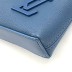 Louis Vuitton Take Off Pouch Aerogram Leather Blue Clutch Silver — view 7