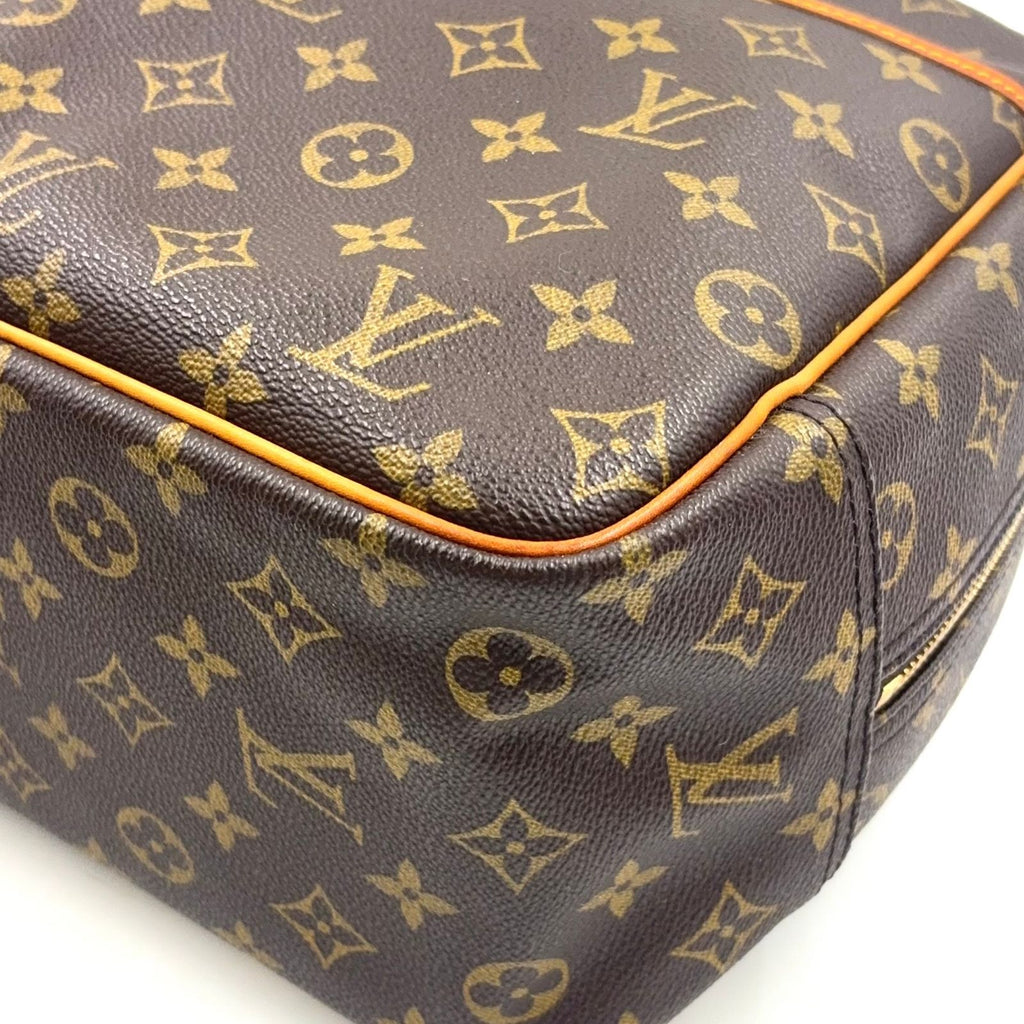 Louis Vuitton Deauville Bowling Vanity Monogram Leather Brown Light Handbag Gold — view 6