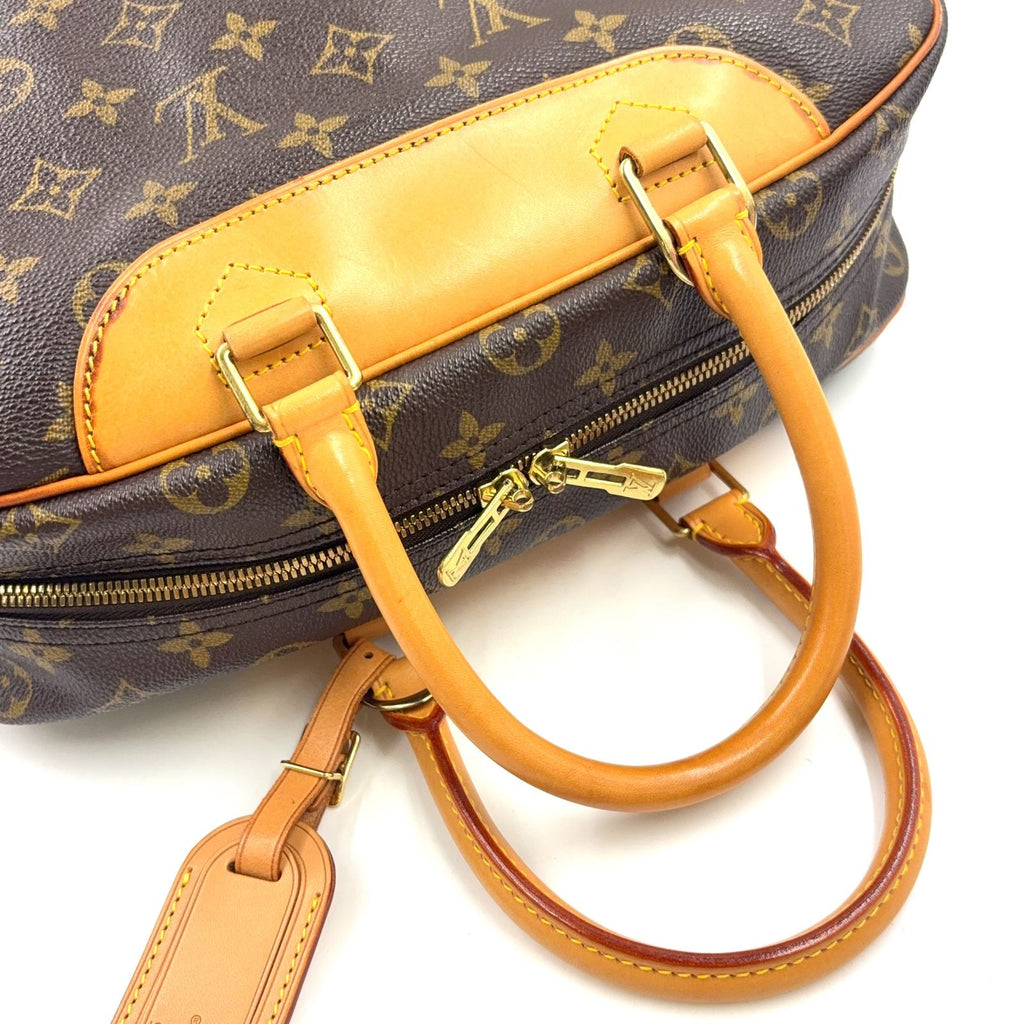 Louis Vuitton Deauville Bowling Vanity Monogram Leather Brown Light Handbag Gold — view 8