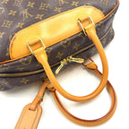 Louis Vuitton Deauville Bowling Vanity Monogram Leather Brown Light Handbag Gold — view 8