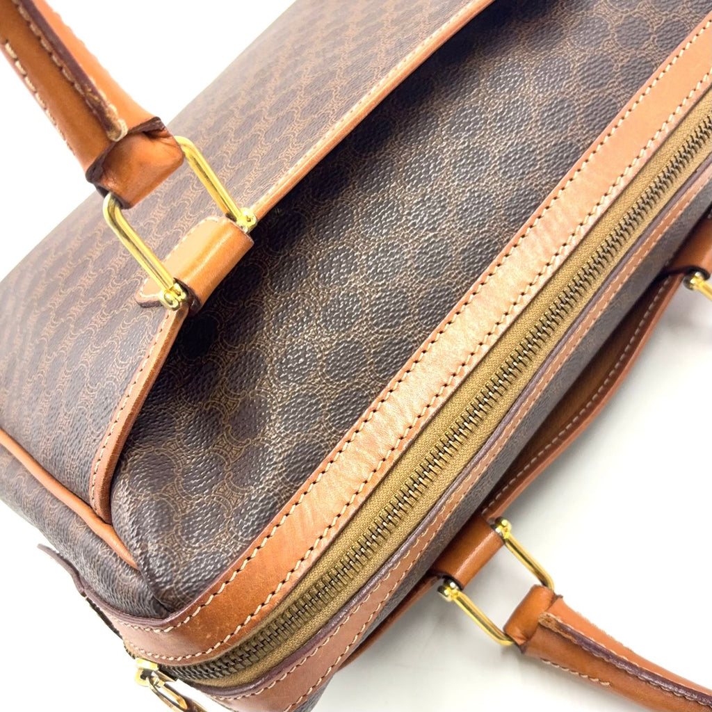 Celine Macadam Leather Brown Light Mini Boston Bag Gold — view 9
