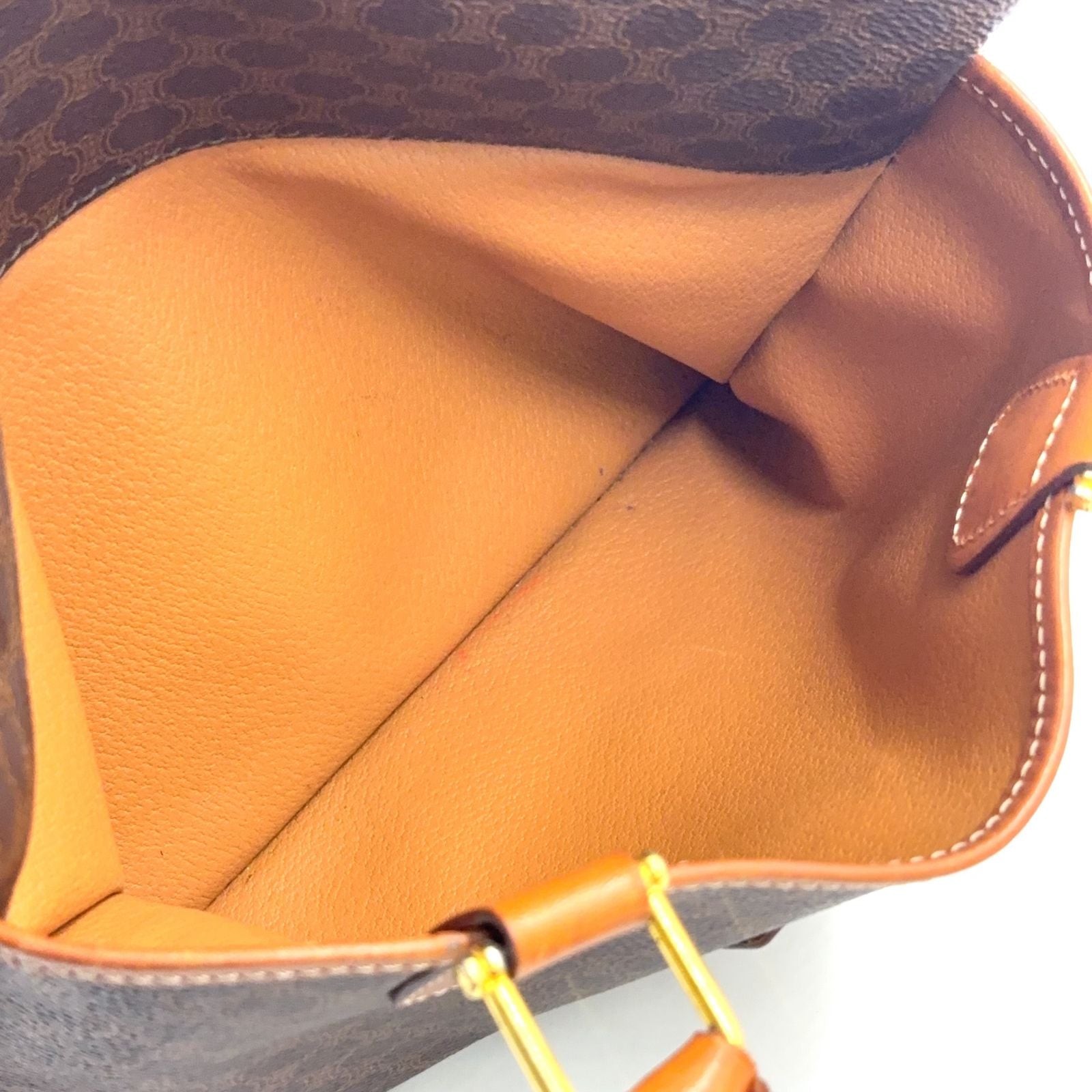Celine Macadam Leather Brown Light Mini Boston Bag Gold — view 5