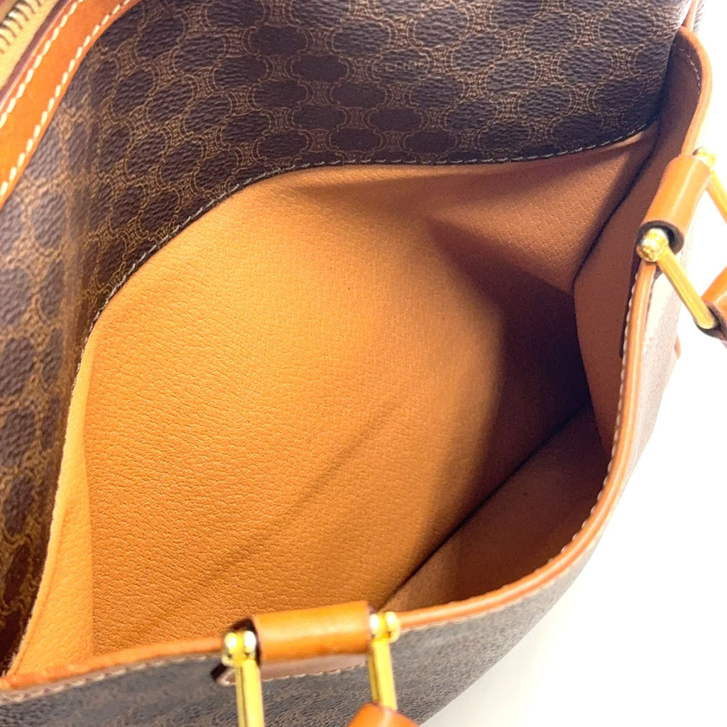 Celine Macadam Leather Brown Light Mini Boston Bag Gold — view 6