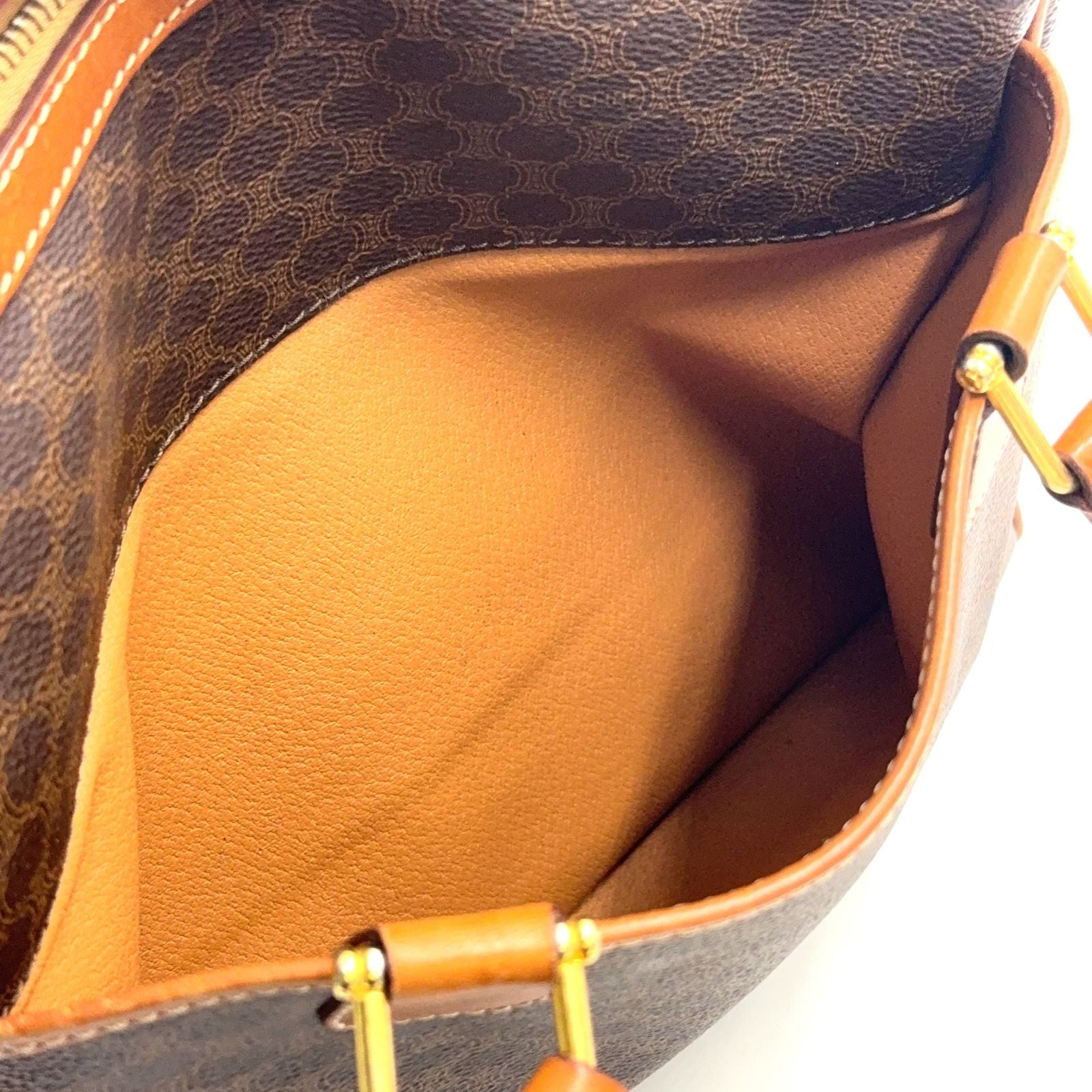Celine Macadam Leather Brown Light Mini Boston Bag Gold — view 6
