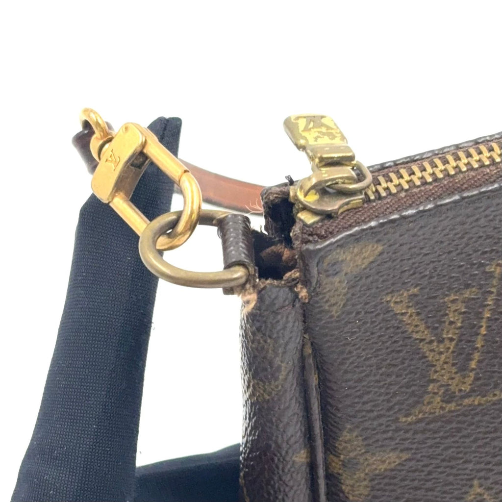 Louis Vuitton Pochette Monogram Leather Brown Light Handbag Gold — view 9