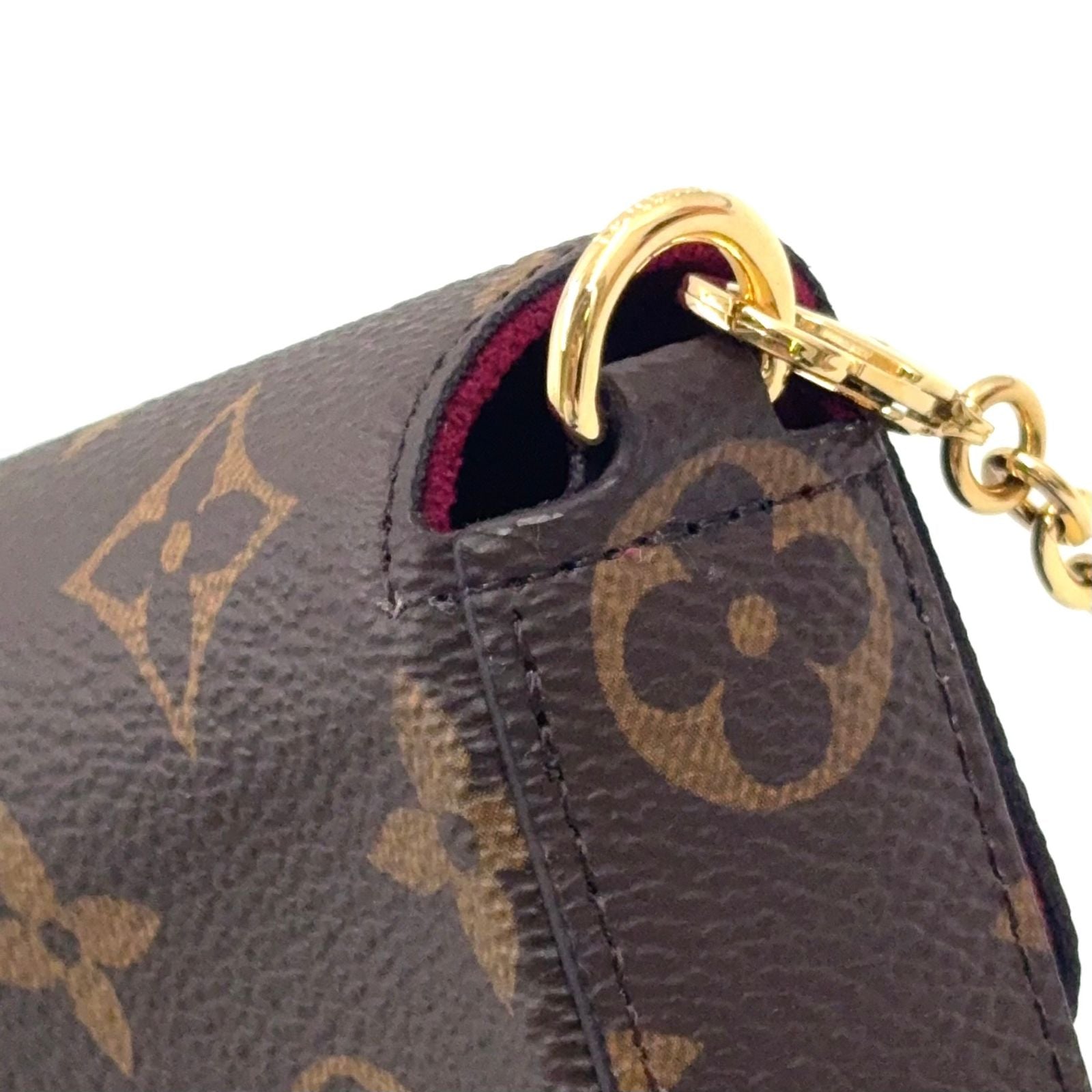 Louis Vuitton Pochette Felicity Monogram Leather Suede Pink Purple Brown — view 9