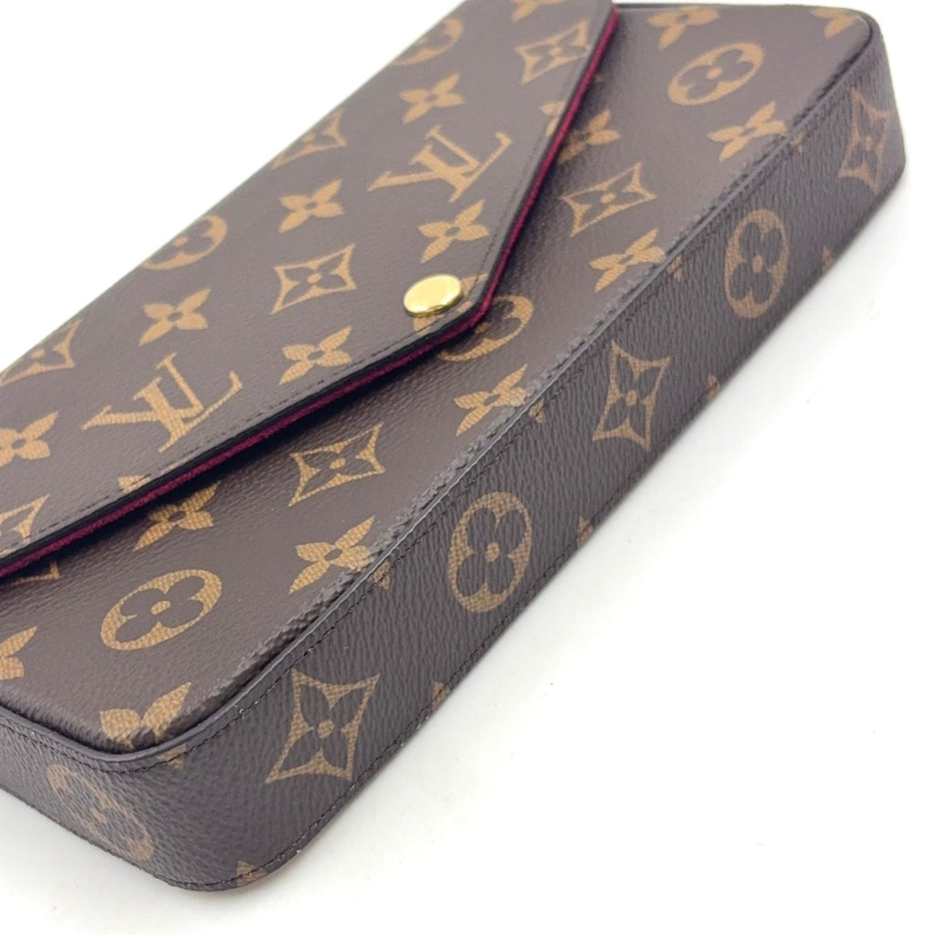 Louis Vuitton Pochette Felicity Monogram Leather Suede Pink Purple Brown — view 5