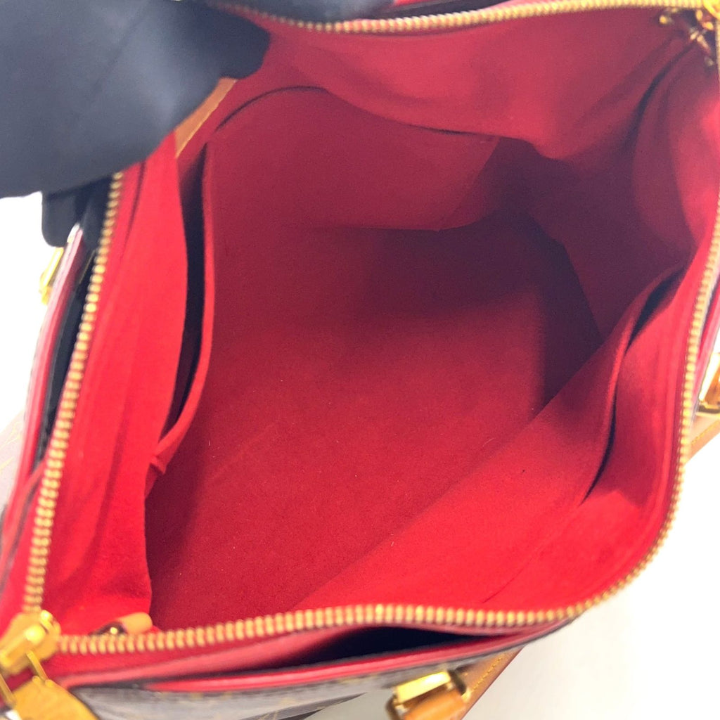 Louis Vuitton Pallas MM Monogram Leather Brown Light Red Handbag Gold — view 3