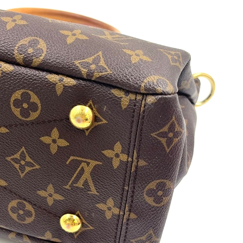 Louis Vuitton Pallas MM Monogram Leather Brown Light Red Handbag Gold — view 7
