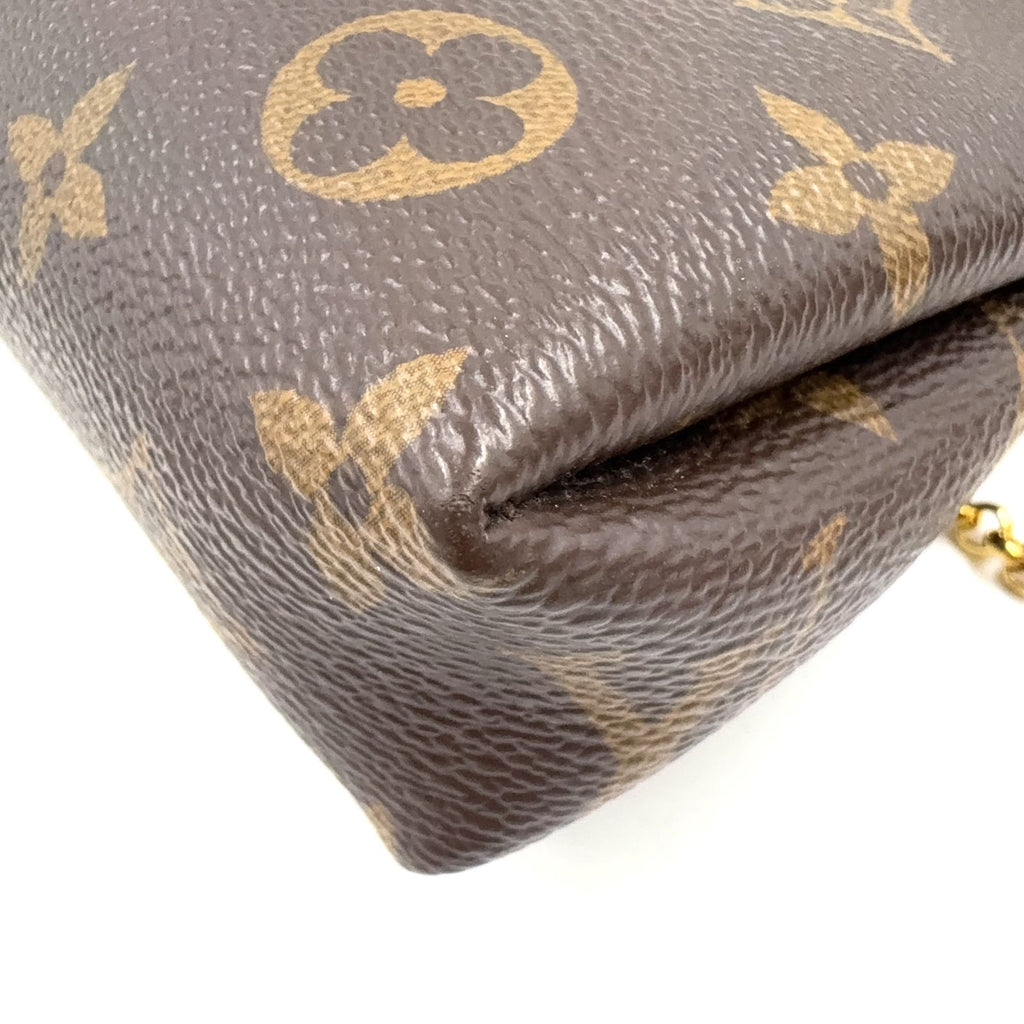Louis Vuitton Pallas Clutch Monogram Leather Brown Black Handbag Gold — view 6