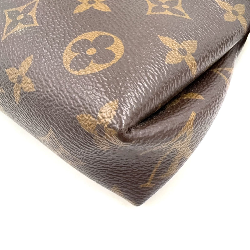Louis Vuitton Pallas Clutch Monogram Leather Brown Black Handbag Gold — view 7
