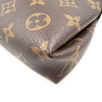 Louis Vuitton Pallas Clutch Monogram Leather Brown Black Handbag Gold — view 7