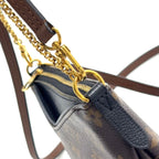 Louis Vuitton Pallas Clutch Monogram Leather Brown Black Handbag Gold — view 9