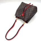 Louis Vuitton Neo Noe Monogram Coquelicot Leather Brown Red Shoulder Bag Gold — view 5