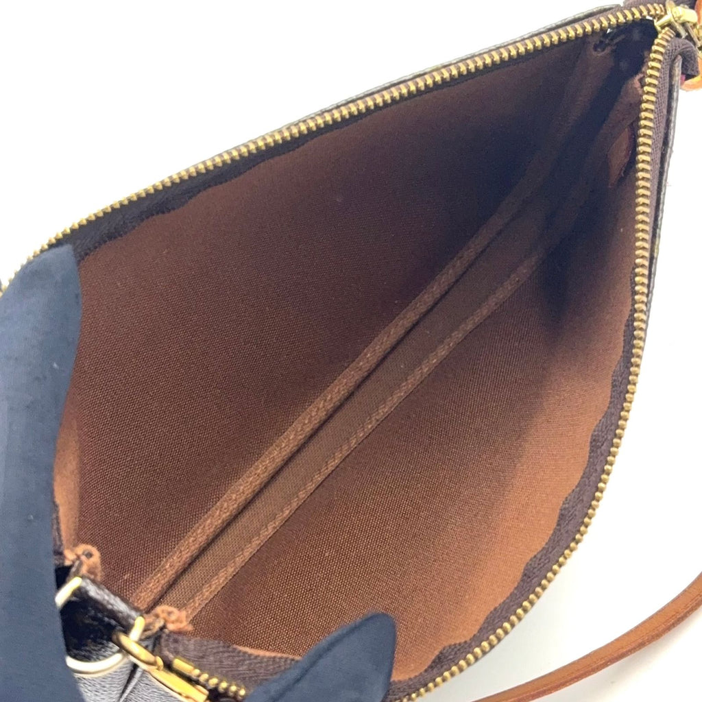 Louis Vuitton Pochette Monogram Leather Brown Light Handbag Gold — view 3