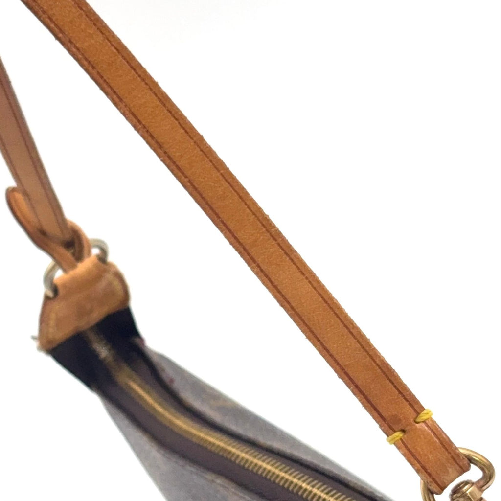Louis Vuitton Pochette Monogram Leather Brown Light Handbag Gold — view 8