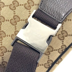 Gucci GG Canvas Leather Dark Brown Beige Belt Bag Silver — view 9