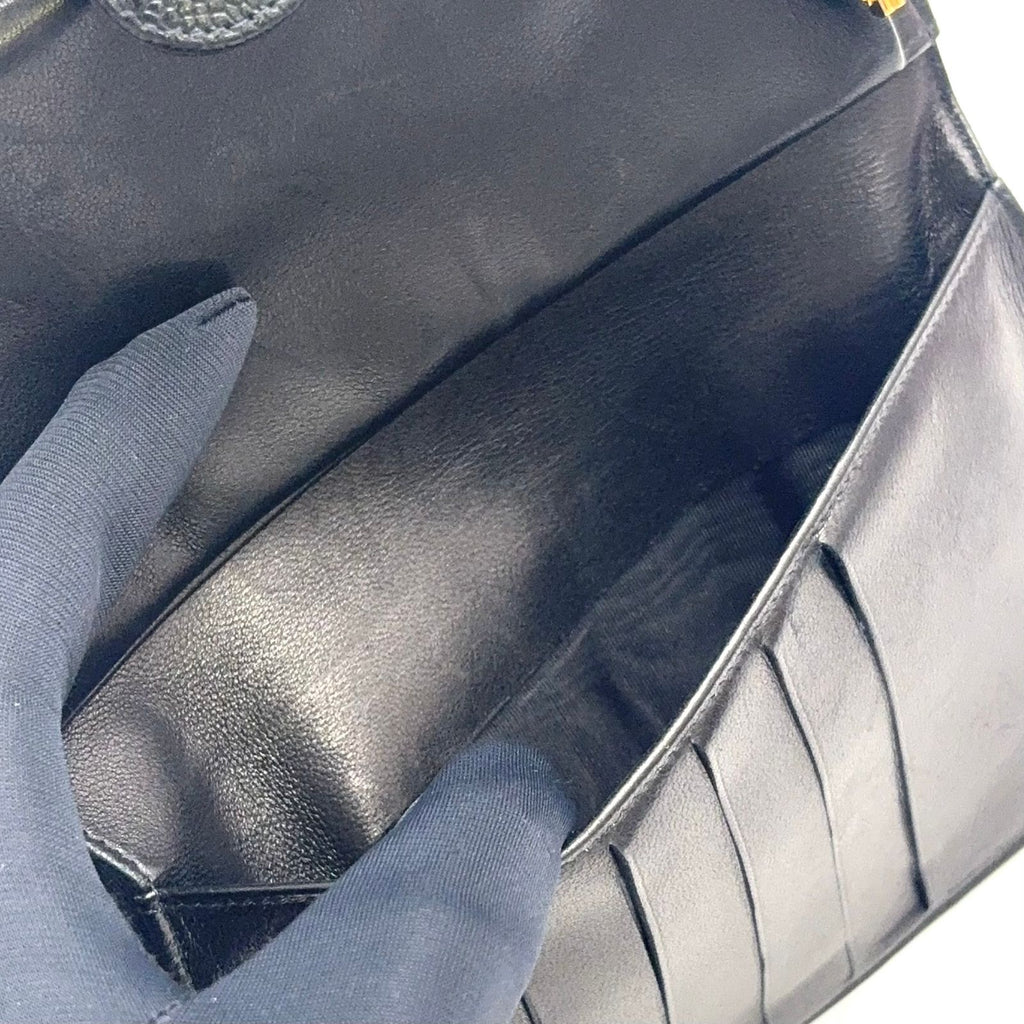 Chanel CC Logo Caviar Leather Black Bifold Wallet Gold — view 8