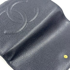 Chanel CC Logo Caviar Leather Black Bifold Wallet Gold — view 5