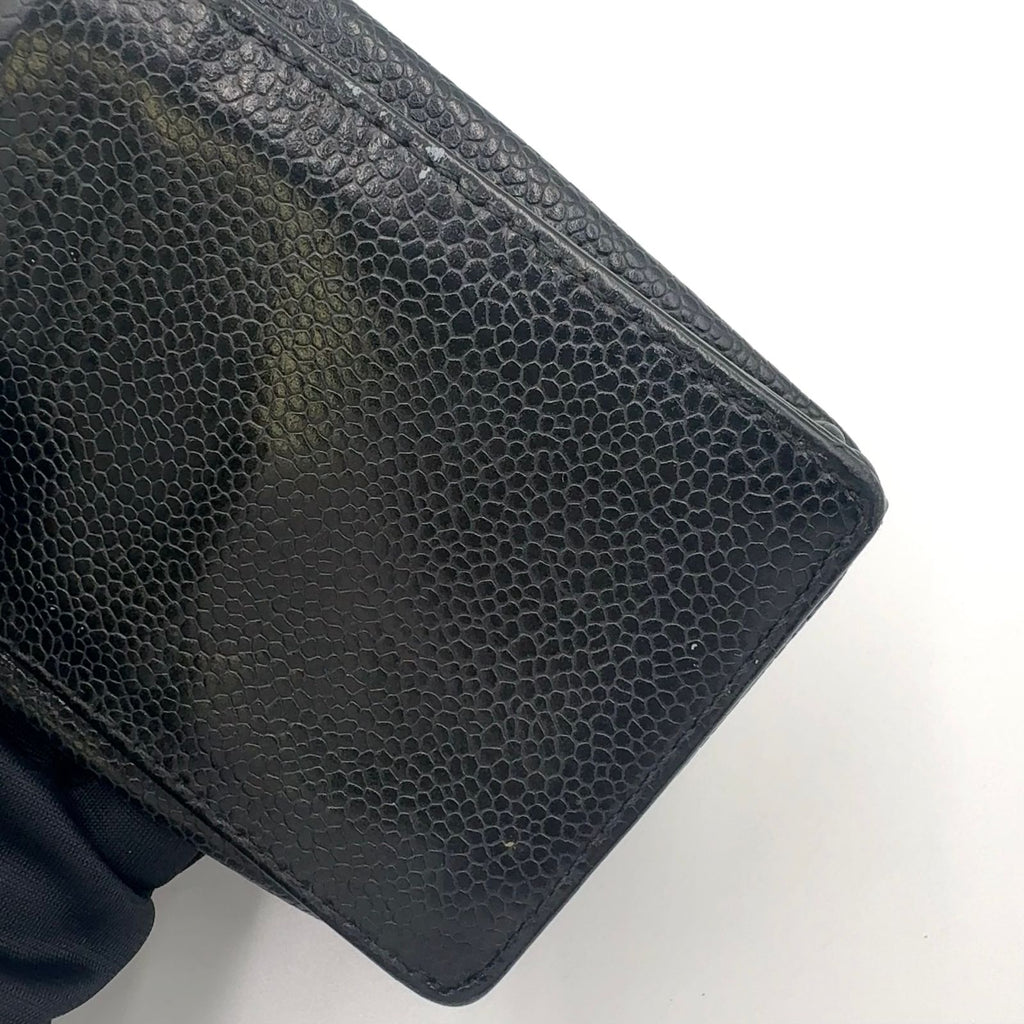Chanel CC Logo Caviar Leather Black Cigarette Case Gold — view 5
