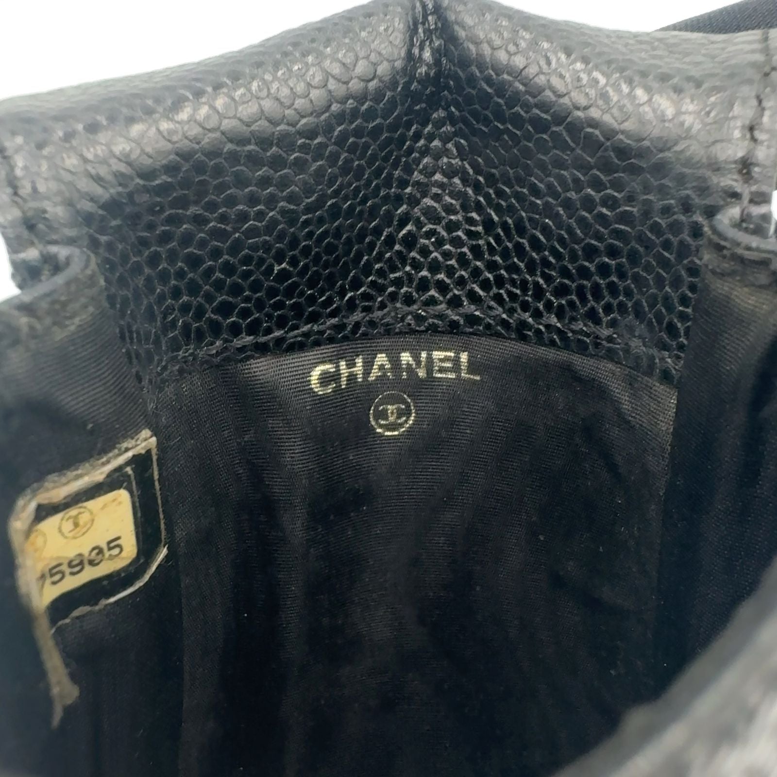 Chanel CC Logo Caviar Leather Black Cigarette Case Gold — view 4