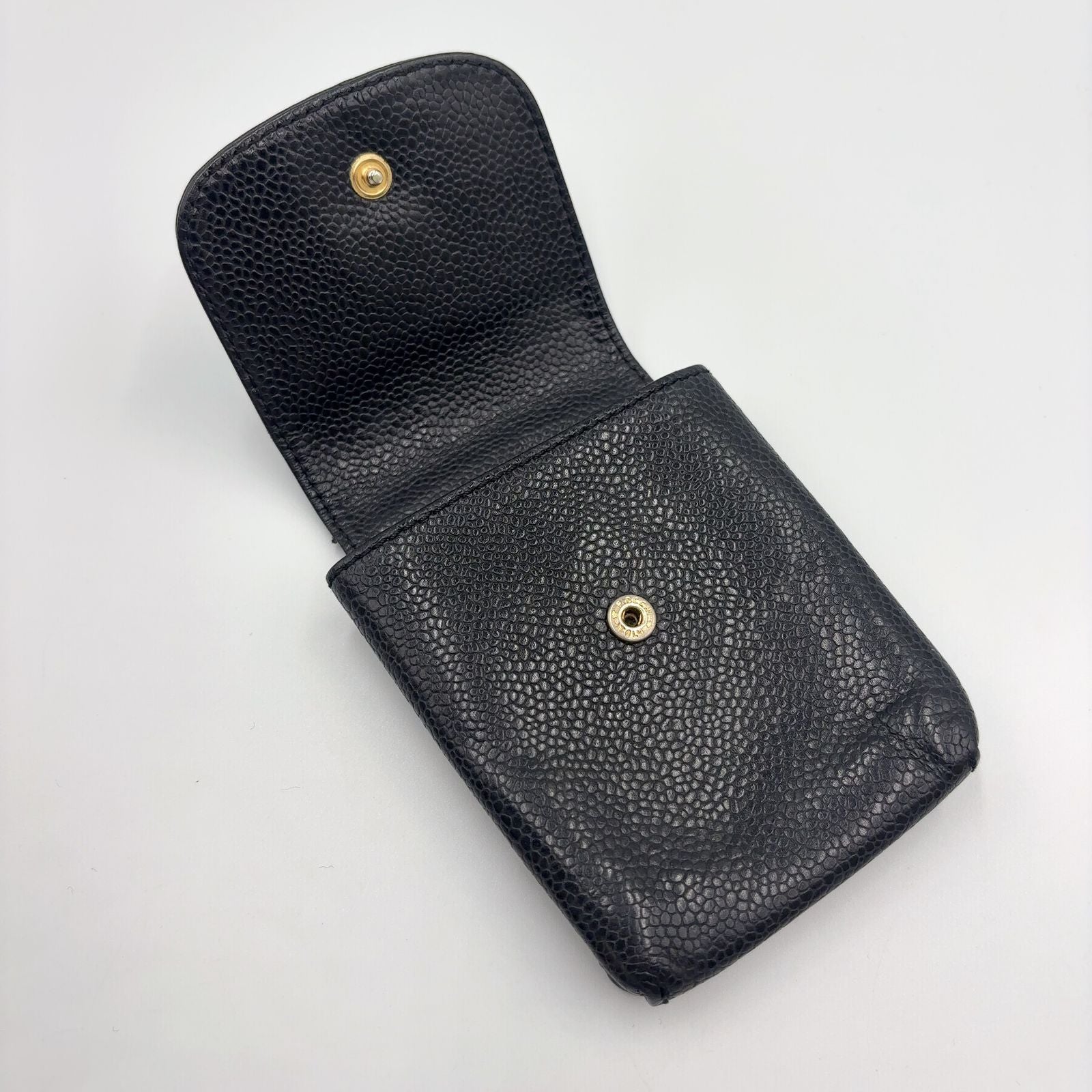 Chanel CC Logo Caviar Leather Black Cigarette Case Gold — view 7