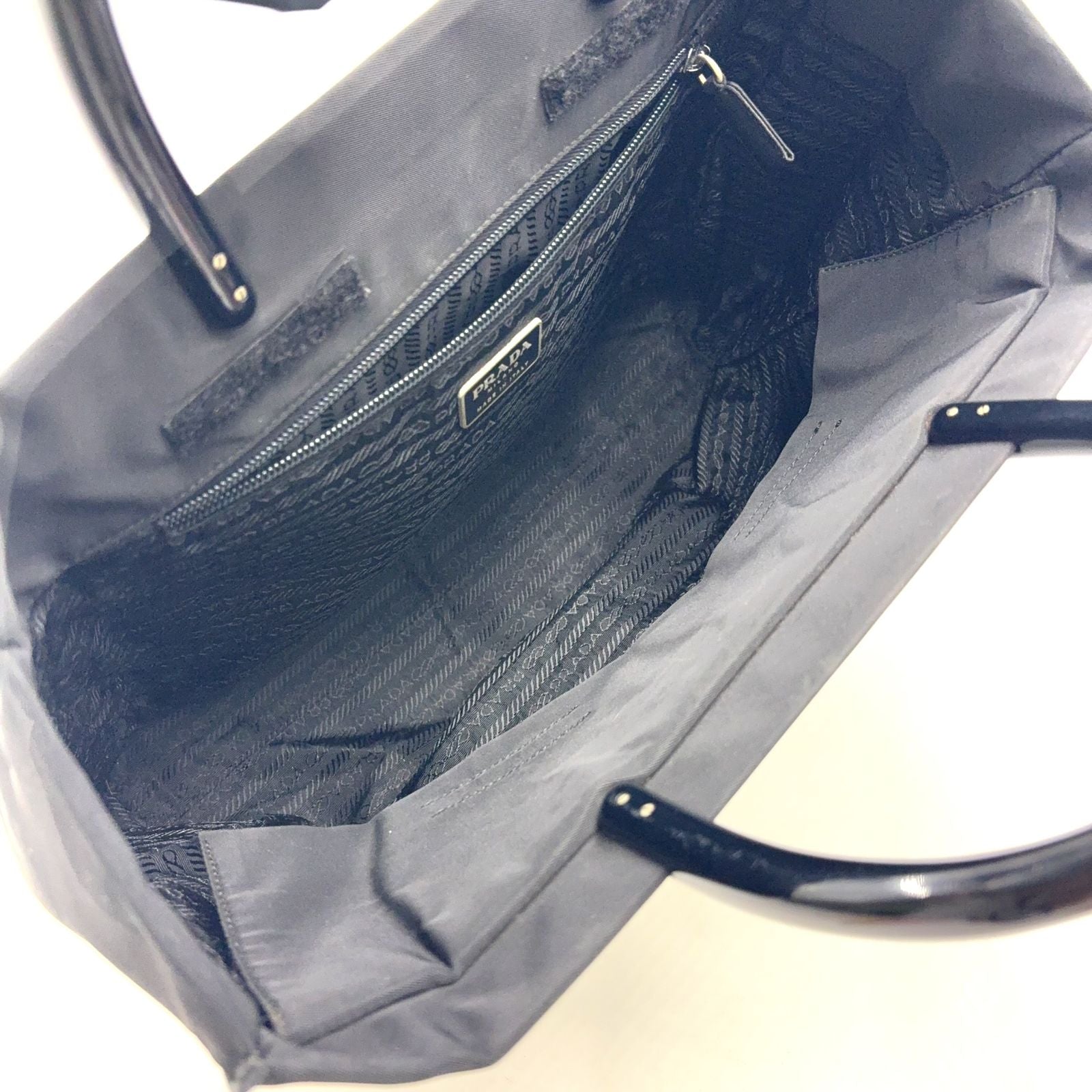 Prada Plastic Handle Nylon Black Tote Silver — view 3