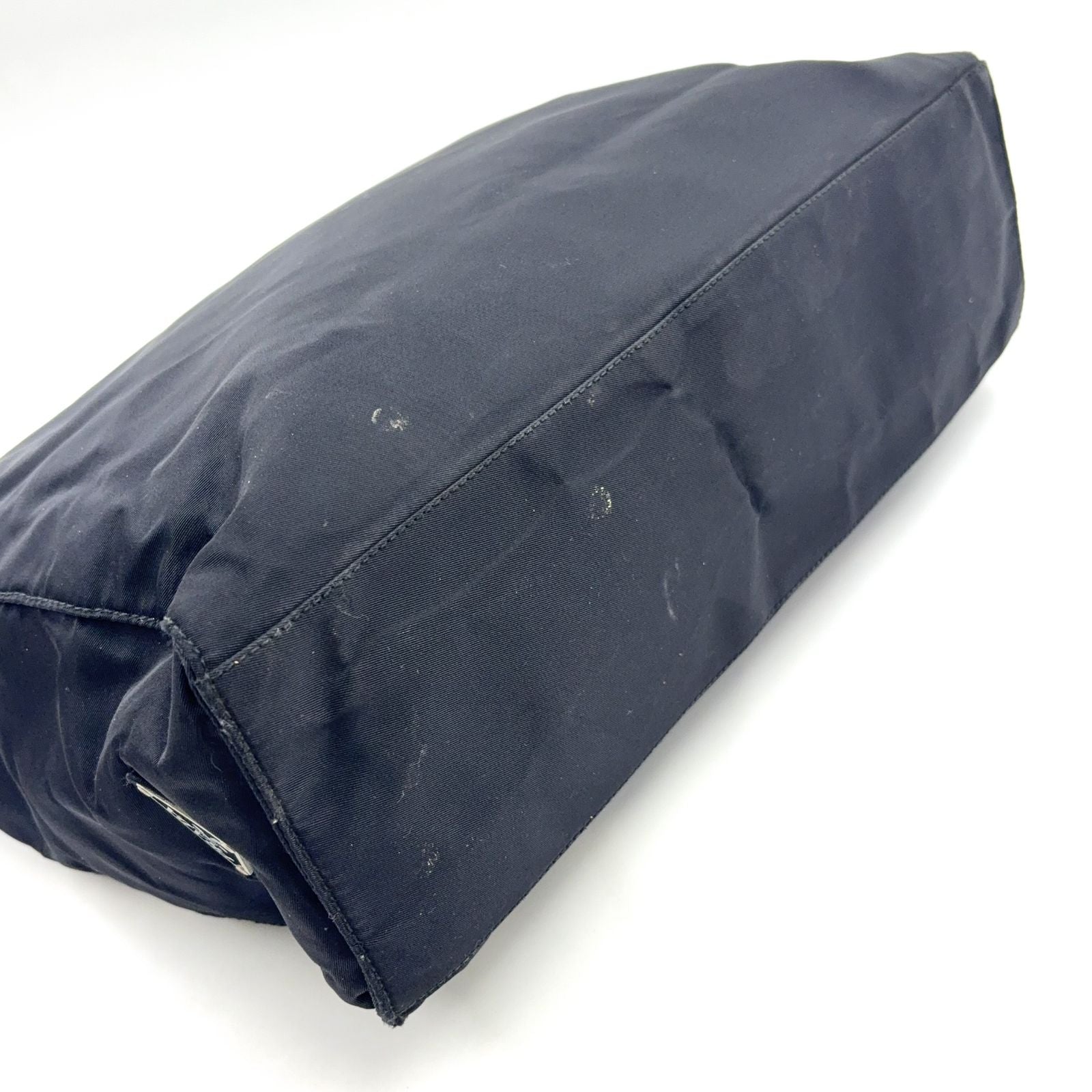 Prada Plastic Handle Nylon Black Tote Silver — view 5
