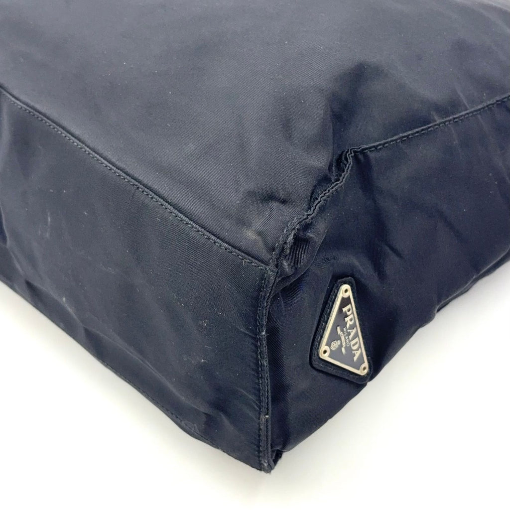 Prada Plastic Handle Nylon Black Tote Silver — view 8